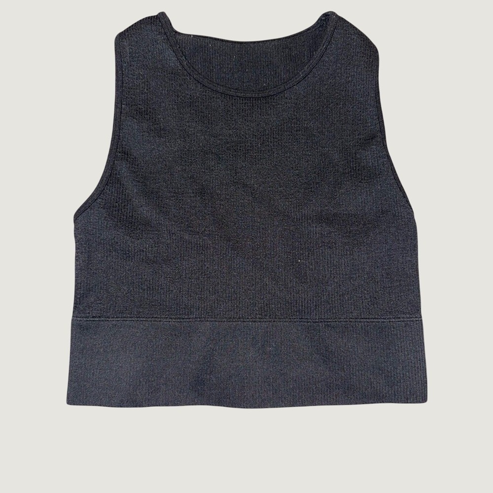 Gilly Hicks Seamless Ribbed Racerback Active Crop Top Black Womens M